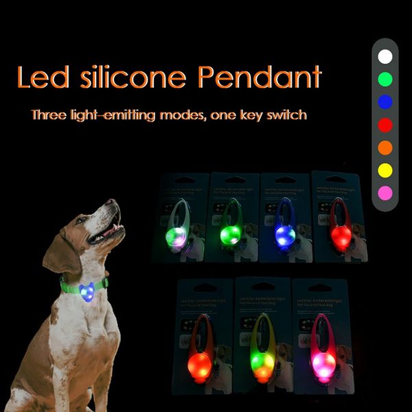 Colgante de goma de silicona Led para mascotas, luz parpadeante de seguridad, Collar Led parpadeante, colgante luminoso para collar de cachorro de perro mascota