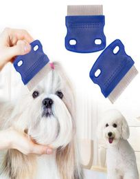 Peigne à poux pour animaux de compagnie poignée antidérapante peignes à broches en acier inoxydable toilettage nettoyage Punny Nit dissolvant de poux pour animaux de compagnie brosse remèdes contre les puces de chien4840859