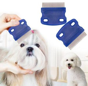 Peigne anti-poux pour animaux de compagnie Poignée antidérapante Peignes à broches en acier inoxydable Toilettage Nettoyage Punny Nit Pet Pou Remover Brush Dog Flea Remedies RRB15784