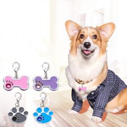 Identificación mental para mascotas Accesorios para gatos y perros Aleación de aluminio Etiqueta personalizada para perros y gatos de doble cara Perro pequeño Perro de peluche Tarjeta antipérdida Lindo collar colgante