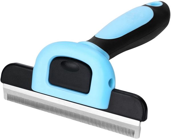 Pet Neat Pets Grooming Beauty Tools Brush Reduce eficazmente la caída de pelo hasta en un 95% Herramienta profesional para quitar el pelo para perros y gatos Suministros para perros Azul D02