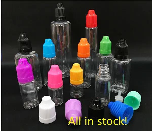 Botella de aguja para mascotas, botella cuentagotas de plástico de 5ml, botella de líquido E transparente de 5 Ml para jugo electrónico, 13 colores baratos