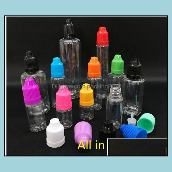 Botella de aguja para mascotas, cuentagotas de plástico transparente de 5Ml, líquido E de 5 Ml para e-juice, 13 colores, entrega directa, 2021, botellas de embalaje, oficina, escuela, negocios