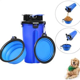 Animal de compagnie à double usage Cup de boisson portable bouteille pliage de chiens pliants bol de nourriture pour l'alimentation extérieure durable bol multi-fonctionnal 240425
