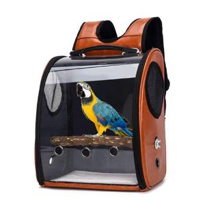 Bolsa de viaje para mascotas, loros y pájaros, cubierta transparente espacial, mochila transpirable para exteriores