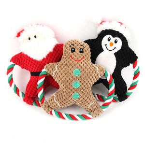 Juguete de peluche para mascotas, perro vocal de dibujos animados, cuerda de algodón, juguete de Navidad, cachorro de Navidad, muñeco de mordedura Molar, mascotas, regalos de navidad