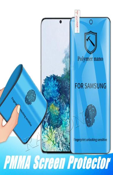 PET PMMA Protector de pantalla de pegamento completo para Samsung Galaxy S23 Ultra S22 Plus S21 Fe S20 Nota 20 10 10 S1 S9 S8 Polymer Nano Soft Cerami3423972