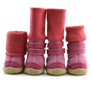 Chaussures de protection pour animaux de compagnie 4 pièces ensembles antidérapant chien hiver bottes de neige chaudes pour petits chiens Chihuahua imperméable anti-dérapant chiot 231118