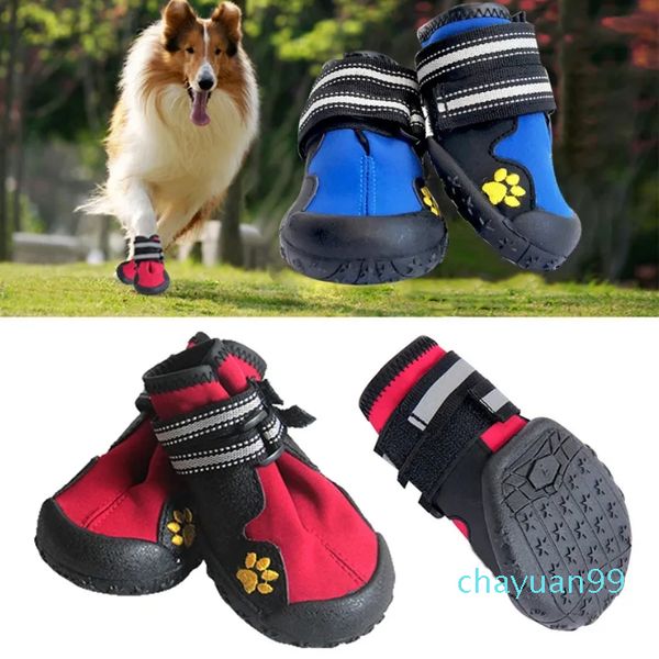 Chaussures de protection pour animaux de compagnie, ensemble de 4 pièces, bottes de pluie antidérapantes pour chiens de grande taille, baskets de course pour chiots, accessoires imperméables