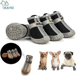 Chaussures de protection pour animaux de compagnie maille chien Durable respirant semelle souple réflexion chiens bottes pour petite marche escalade baskets chat 231118