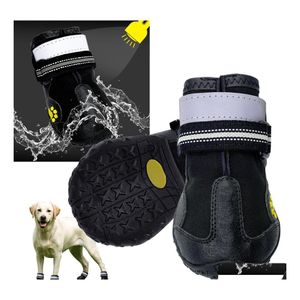 Chaussures de protection pour animaux de compagnie chaussettes réfléchissantes pour chiens bottes d'hiver chaussures vêtements de pluie antidérapants résistants à l'usure pour chiens de taille moyenne Drop Dhaim
