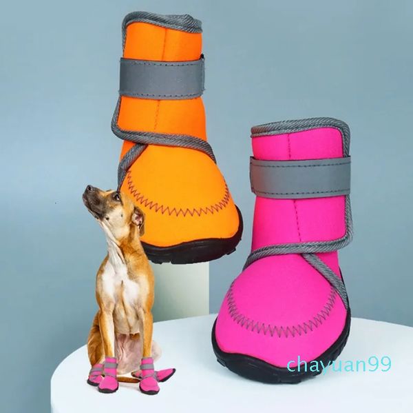 Chaussures de protection pour animaux de compagnie, imperméables, antidérapantes, pour petits chiens, Chihuahua, chiot, marche, bottes de neige Orange, moyennes et grandes