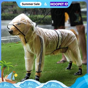 Pet Raincoat Puppy Vier Voeten Hooded Transparante Waterdichte Teddy Grote Hond Regen uit kleren voor Dieren