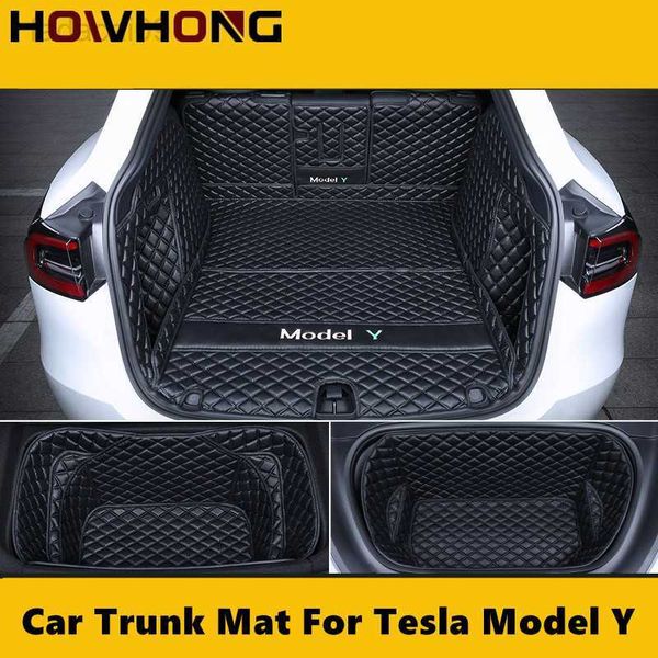 Housse de siège pour animal de compagnie tapis de coffre de voiture avant et arrière pour Tesla modèle Y coussin de protection en cuir microfibre Surround complet accessoires de Modification intérieure HKD230706