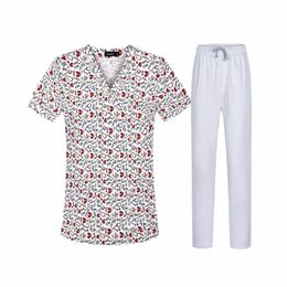 Pet Shop Vet Work T-shirts Carto Uniformes Vêtements de soins médicaux Infirmière Scrubs Tops Hôpital Clinique Pantalons de couleur unie C1Eb #