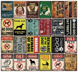 Panneau métallique d'avertissement pour animalerie, méfiez-vous des chiens, baisers, décoration de maison, peinture artistique murale de Bar, taille 2030 CM, 4993970