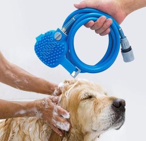 Pet doucheprayer Pet Bathing Tool Multifunctioneel badlang Slang sproeier en scrubber in één hondenkat verzorgingsbad Massager1326270