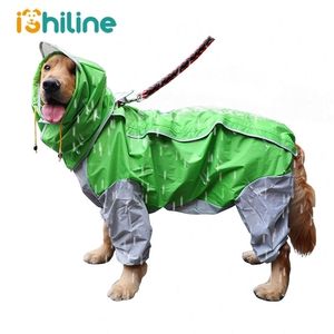 Pet Small Large Dog Raincoat Waterproof Clothes For Big Dogs Jumpsuit Rain Coat Hooded Overalls Cloak Labrador Golden Retriever LJ201006