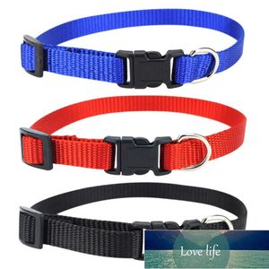 Collar de color sólido para mascotas Correa para el cuello simple con hebilla del cinturón de seguridad y anillo de correa ajustable para perros 3 colores 48 cm * 2 cm Precio de fábrica Diseño experto Calidad Último estilo