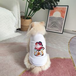 Huisdier lente zomer lucky cartoon schattige print vest kat/hond kleine en medium chihuahua comfortabele ademende kleding