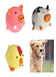 Pet Pet Sweak Toys Cats chiens Boules mignons Pig Cow Poulet Pouaker Latex mâchonnez les dents Nettoyage des animaux de compagnie C429405436