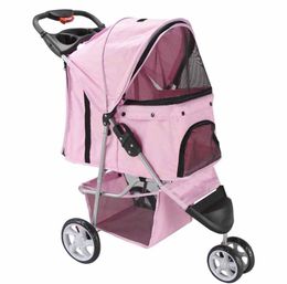 Pet Stroller Cat Dog 3 Wheel Walk Jogger Travel Folding Carrier7267339