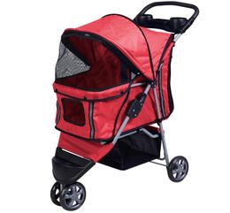 Pet Stroller Cat Dog 3 ruedas Carroller Travel Plegable Plegable Carrier de caminata fácil Red8788851