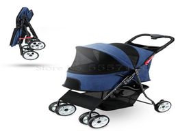 Pet Stroller Ligero y plegable Pe Small Dog Trolley Teddy Cat Out Four Wheel Scooter Coast Covers5676598