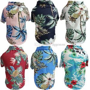 Camisetas de verano para mascotas Estilo hawaiano Ropa floral para perros Sublimación hawaiana Impreso Camisa para perros Transpirable Ropa fresca Playa Seaside Cachorro Sudadera para perros pequeños 282