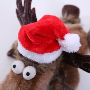 Fournitures pour animaux de compagnie chat chapeau de noël pour animaux de compagnie rouge en peluche sangle élastique chien chapeau de noël