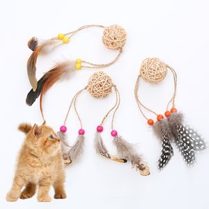 Fournitures pour animaux de compagnie jouets pour chat balle en rotin avec épée corde plume chat lancer jouets balle en rotin plume jouet accessoires pour animaux de compagnie