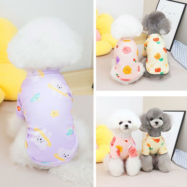 Suministros para mascotas ropa de ropa variedad camiseta de flor de animal primavera verano y perros pequeños y medianos ropa de cachorro de peluche