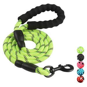 fournitures pour animaux de compagnie accessoires pour chiens Corde de traction de 5 pieds Laisse pour chien solide Poignée rembourrée confortable Fils hautement réfléchissants Chiens de taille moyenne et grande