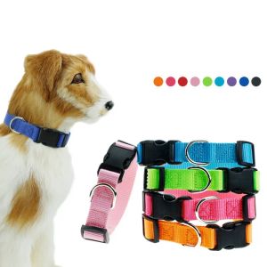 Fournitures pour animaux de compagnie colliers pour chiens en nylon uni 9 couleurs couverture de cou pour chiens collier de corde de traction pour animaux de compagnie en gros