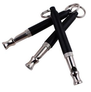 Suministros para mascotas, entrenamiento para perros, silbato ultrasónico niquelado negro y plateado, tubo para silbido con llavero, dispositivo de entrenamiento para perros, 0,9*8,0 cm