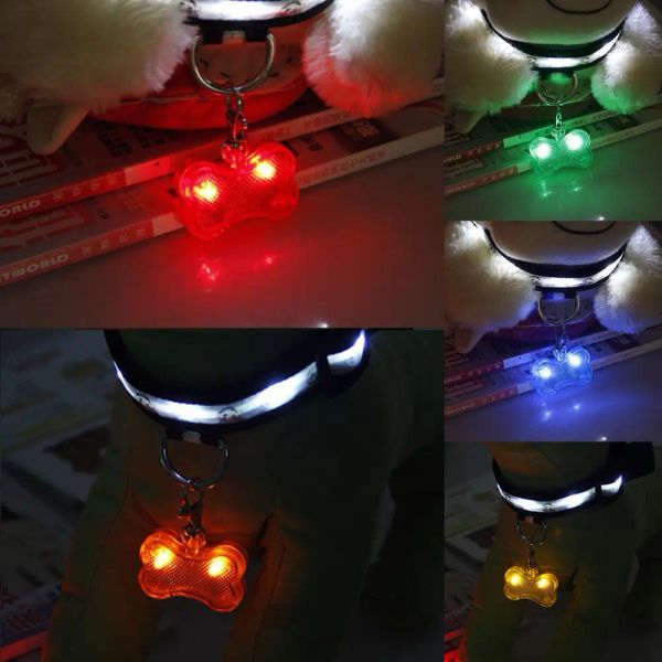 Les fournitures pour animaux de compagnie LED Light Up Dog Shape ID Tag Tag Tag Pet Sécurité Pendre Collant pour la marche extérieure pour Pet Product Dog Accessory Tool