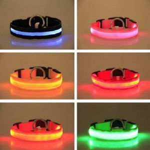 Fournitures pour animaux de compagnie Nylon LED Collier de chien de compagnie Nuit Sécurité Clignotant Lueur dans le noir Laisse de chien Chiens Colliers fluorescents lumineux Livraison rapide