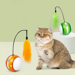 Huisdier levert tumbler automatisch amuserende katten bal speelgoed elektrische veer zelf-hi kattenstick kattenspeelgoed