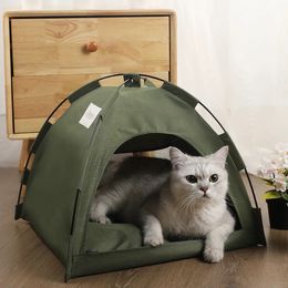 Lit de tente pour animaux de compagnie chats fournitures de maison produits accessoires coussins chauds meubles canapé panier lits hiver à clapet chaton tentes chat 240301