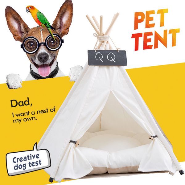 Pet Tent House Cat Bed Tipi portable avec coussin épais disponible pour Dog Puppy Excursion Outdoor Indoor Small Animals Bed LJ201028