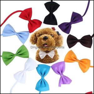 Pet Tie Dog Collar Bow Bloem Accessoires Decoratie Benodigdheden Pure Kleur Bowknot Stropdruppels Drop Levering 2021 Apparel Huis Tuin EPCGX