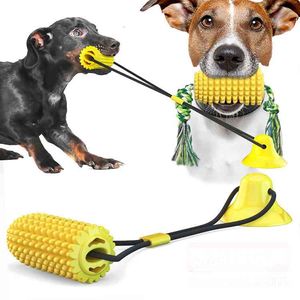 Muelas de maíz de juguete para mascotas con ventosas y cepillos de dientes de cuerda proveedor de la industria de productos para mascotas