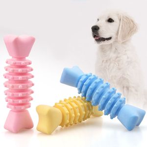 Juguetes para mascotas Juguete para perros TPR Macaron Fishbone Varilla molar Dientes molares Resistentes a roer Limpieza Juguetes para perros