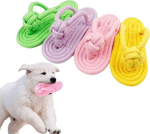 Juguetes para mascotas, zapatillas para perros, zapatos para masticar, cuerda de algodón, juguete Molar para perros, juegos para gatos, masaje gingival