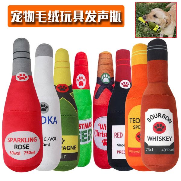 Jouets pour animaux de compagnie qui font du bruit lorsqu'on les appuie, chiens, chats, bouteilles de vin, jouets en peluche, grincement des dents et produits de nettoyage pour animaux de compagnie