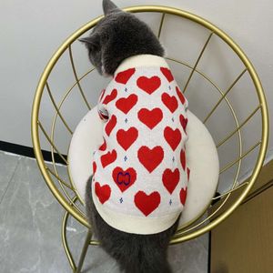 Pet à la mode Brande tricotée Poueter rouge Red Coeur mignon chat chat petit de taille moyenne Fadou Schnauzer en peluche bleu et blanc