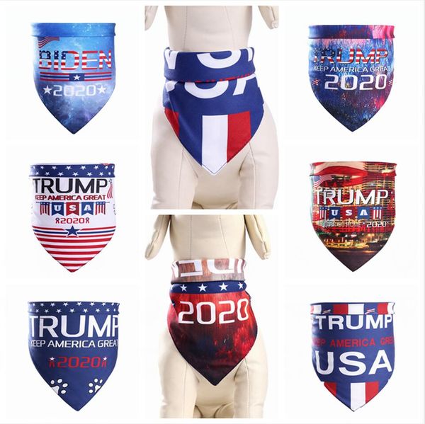 Pet Triangle Scarf American Election Supplies For Dog Cat Make America Great Again Biden Trump US Flag Letter Print Pet Bandanas LJJP394
