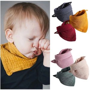 Baby gauze saliva towel Infants eating meal triangle Bibs Burp Cloths kids double-deck cotton gauze Bib T9I001976