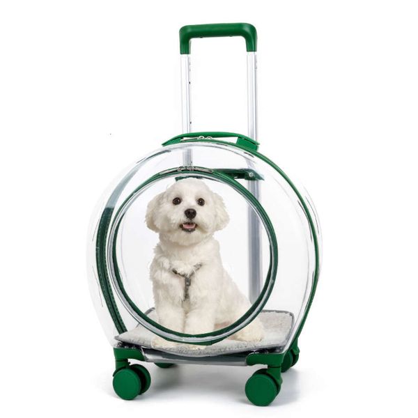 Maleta con carrito para mascotas, bolsa portátil para gatos, cápsula espacial transparente de gran capacidad, caja para mascotas