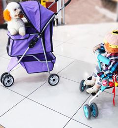 Pet Trolley Dog Cat Trolley buitenshuis Lichtgewicht vouwen Teddy kleine honden schokdemper Outdoor Travel9664334